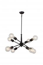  LIT2533BK+MC - 8x60, E26 Light Pendant in Black finish with replaceable sockets in black, Satin Nickel